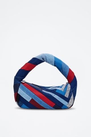 Sac à main en jean - Bleu roi et rouge