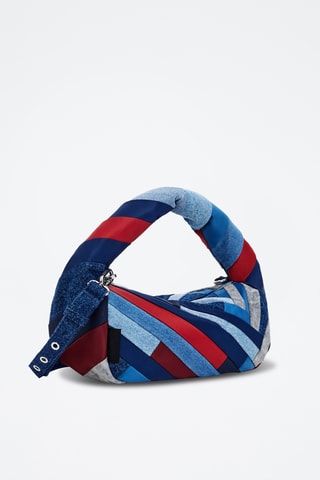 Sac à main en jean - Bleu roi et rouge