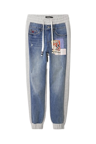 Jogging taille haute Mickey Disney - Gris clair chiné