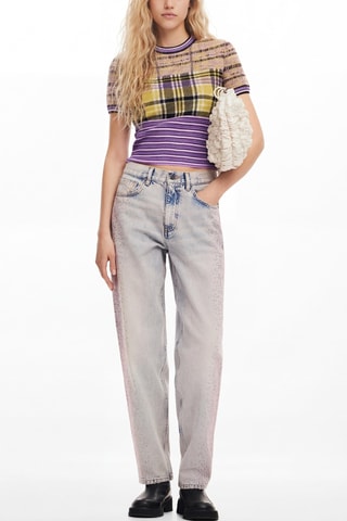 Jean straight taille haute - Ciel