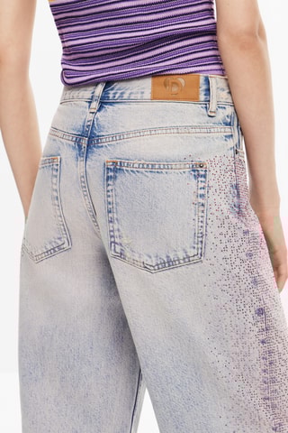 Jean straight taille haute - Ciel