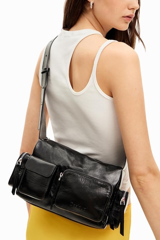 Sac bandoulière en cuir - Noir