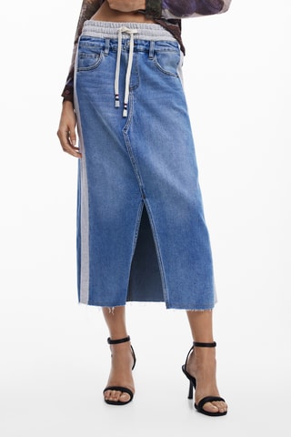 Jupe droite en jean - Ciel