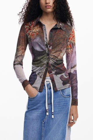 Jupe droite en jean - Ciel