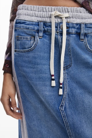 Jupe droite en jean - Ciel