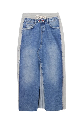 Jupe droite en jean - Ciel