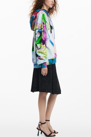 Sweat oversize à capuche - Bleu et rose