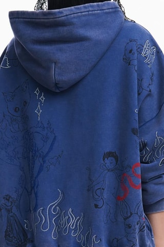 Sweat oversize à capuche - Bleu