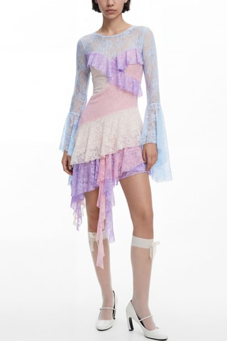 Robe trapèze en dentelle - Rouge brique