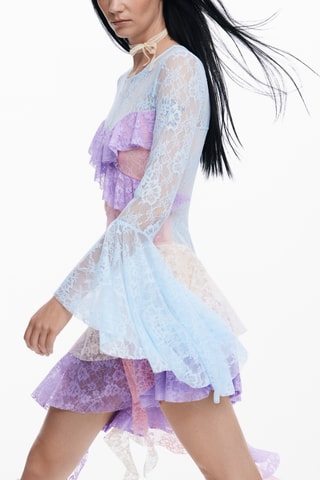 Robe trapèze en dentelle - Rouge brique