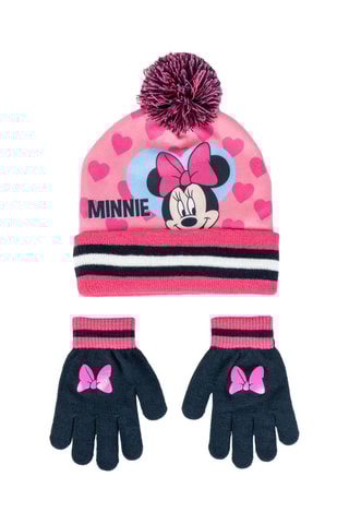 Muts met Pompon en Handschoenen Minnie Disney - Roze