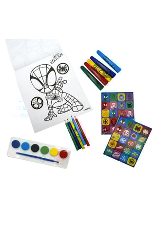 Zaino con accessori Spidey e i suoi fantastici amici Marvel - 20 pezzi - Rosso e blu elettrico