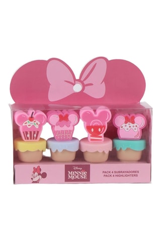 4 evidenziatori Minni Disney - Rosa cipria e celeste