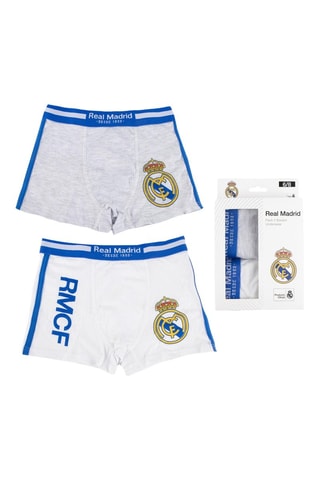 2 Boxers Real Madrid - Gemêleerd Lichtgrijs en Wit 