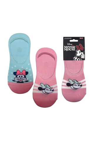 2 Paar Enkelsokken Minnie Disney - Roze en Hemelsblauw