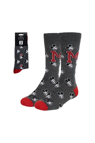 1 Paar Sokken Mickey Disney- Rood en Grijs