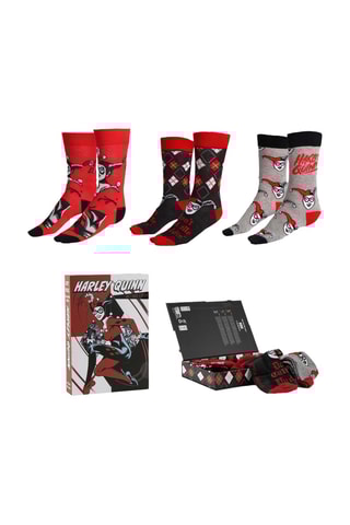 3 Paar Sokken Harely Quinn DC Comics - Rood en Zwart 
