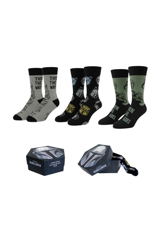 3 Paar Sokken The Mandalorian Star Wars - Gemêleerd Lichtgrijs, Zwart en Groen 