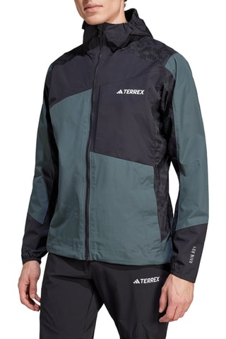 Veste de randonnée à capuche Terrex Xperior Hybrid - Vert foncé et noir