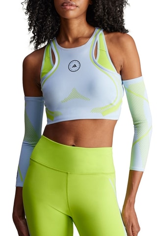 Crop top de running TruePace - Blanc et vert clair