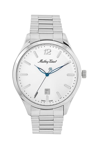 Relógio de quartzo em aço Urban Prateado e branco