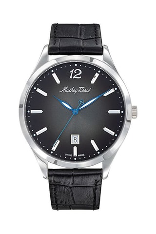 Relógio de quartzo em couro Urban Preto e prateado