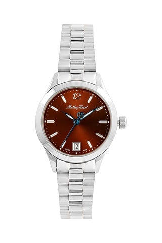 Relógio de quartzo em aço Urban Prateado e castanho