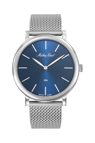 Relógio de quartzo em aço - Prateado e azul-marinho