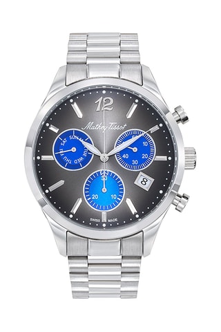 Relógio de quartzo em aço - Cronógrafo - Prateado e preto