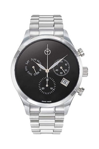 Relógio de quartzo em aço - Cronógrafo - Prateado e preto