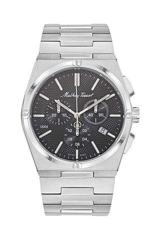 Relógio de quartzo em aço Zeus Chrono - Prateado e preto