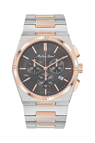 Relógio de quartzo em aço Zeus Chrono - Prateado, dourado-rosa e azul