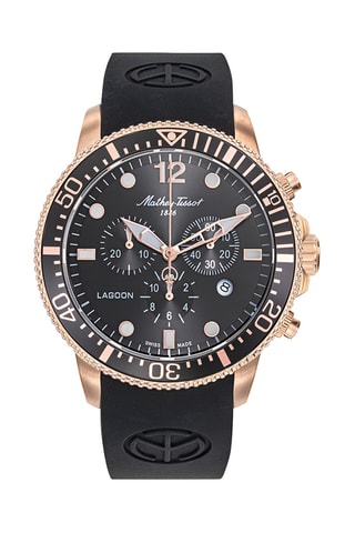 Relógio de quartzo em silicone Lagoon - Cronógrafo - Preto e dourado-rosa