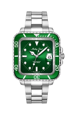 Relógio de quartzo em aço - Prateado e verde