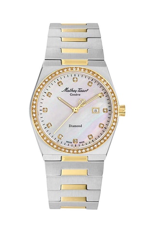 Reloj de cuarzo de acero, nácar y diamantes Zeus Lady Diamond