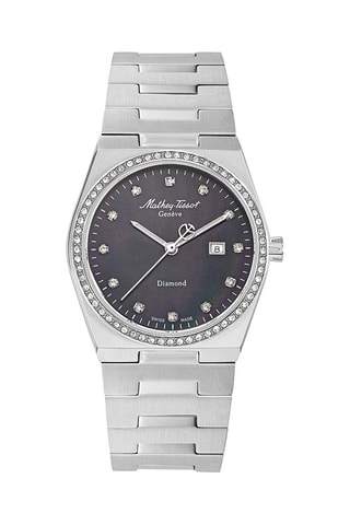 Reloj de cuarzo de acero, nácar y diamantes Zeus Lady Diamond