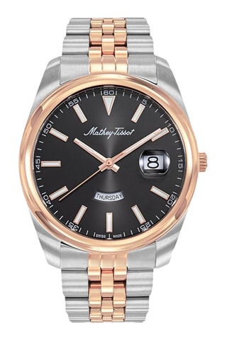 Relógio de quartzo em aço Mathy - Prateado e dourado-rosa