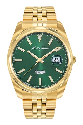 Relógio de quartzo banhado a ouro amarelo Mathy - Dourado e verde