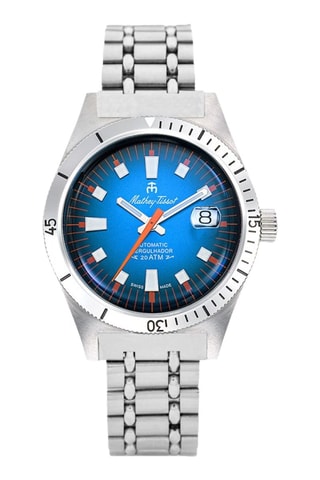 Relógio automático de aço Mergulhador - Prateado e azul