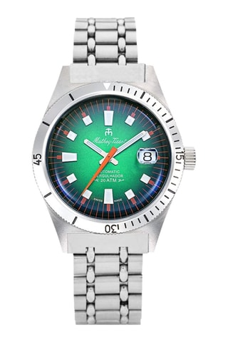 Relógio automático de aço Mergulhador - Prateado e verde