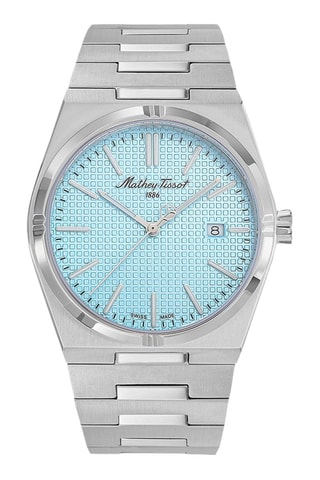 Relógio de quartzo em aço Zoltan - Prateado e azul-claro