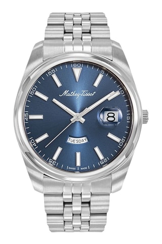 Relógio de quartzo em aço Mathy - Prateado e azul