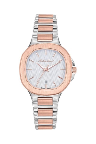 Reloj de cuarzo de acero Evasion - Plateado y rosa dorado