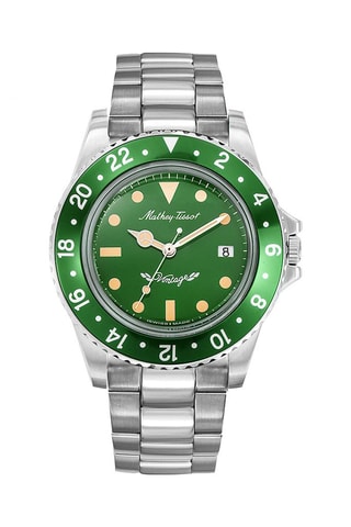 Montre à quartz en acier Mathy Vintage - Argenté et vert