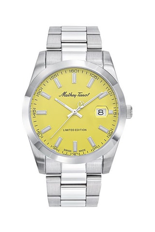 Relógio de quartzo em aço Mathy Sunray -  Prateado e amarelo