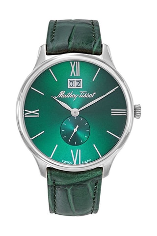 Relógio de quartzo em couro Ronda 600 4B - Cronógrafo - Verde e prateado