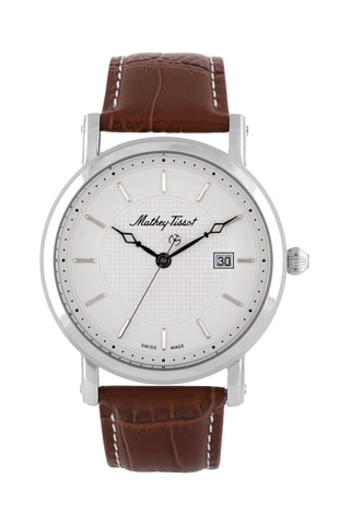 Relógio de quartzo em couro City Big   Castanho e prateado