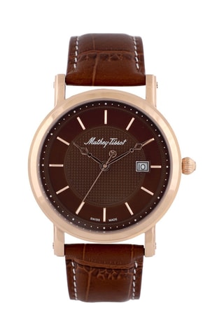 Montre à quartz en cuir City Big Marron et doré rose