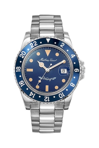 Relógio automático em aço Mathy Vintage - Prateado e azul