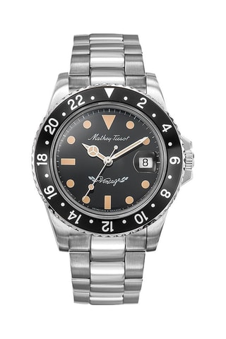 Relógio automático em aço Mathy Vintage - Prateado e preto